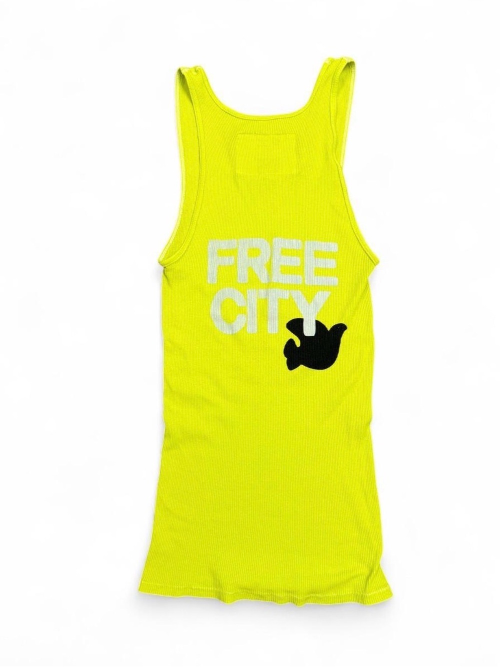 FREECITY Neon Yellow Ribbed Tank Top M/L - Picture 4 of 4